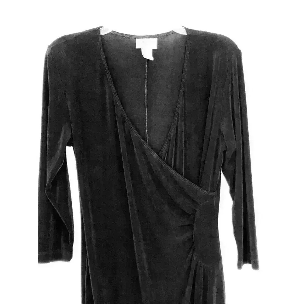 Chico's Travelers faux wrap dress size 1 black 3/4 sleeve career slinky - Picture 2 of 5